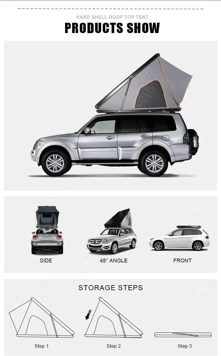 GeerTop Outdoor - SOLO | GeerTop 1-2 Person Triangular Aluminum Hard Shell Rooftop Tent