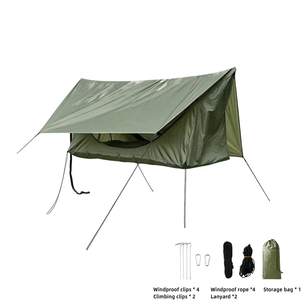 Camping Hammock with Mosquito Net and Rainfly Tarp Portable Outdoor Shelter