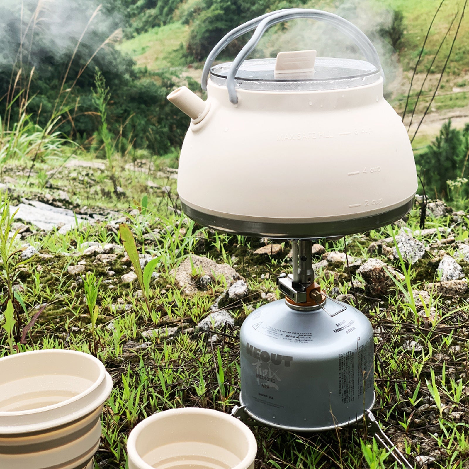 Portable Folding Silicone Camping Kettle Outdoor Compressible Coffee Teapot