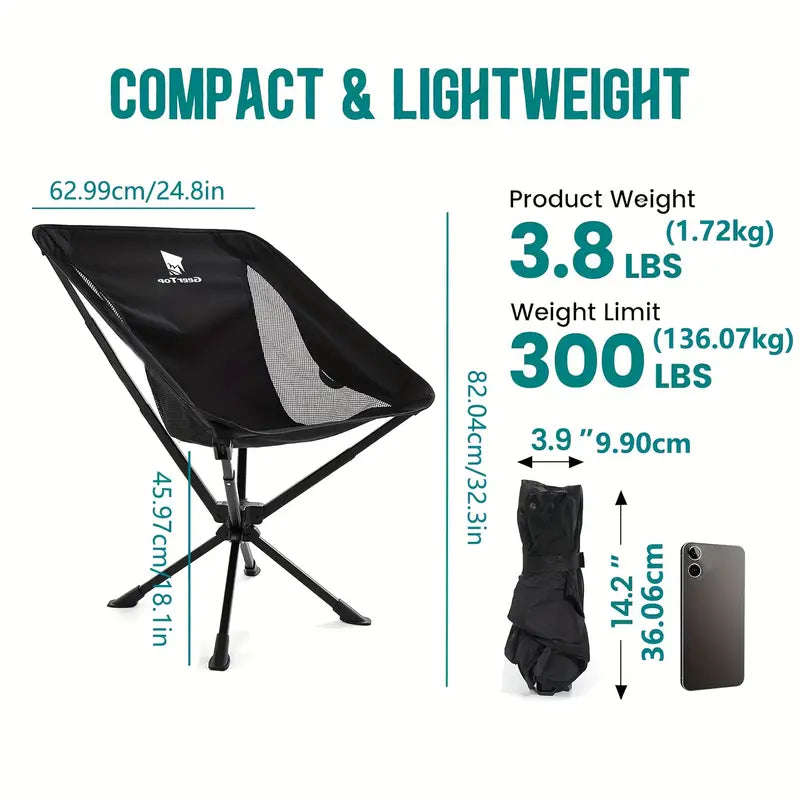 GeerTop Rotating Camp Chair - 300lb Capacity