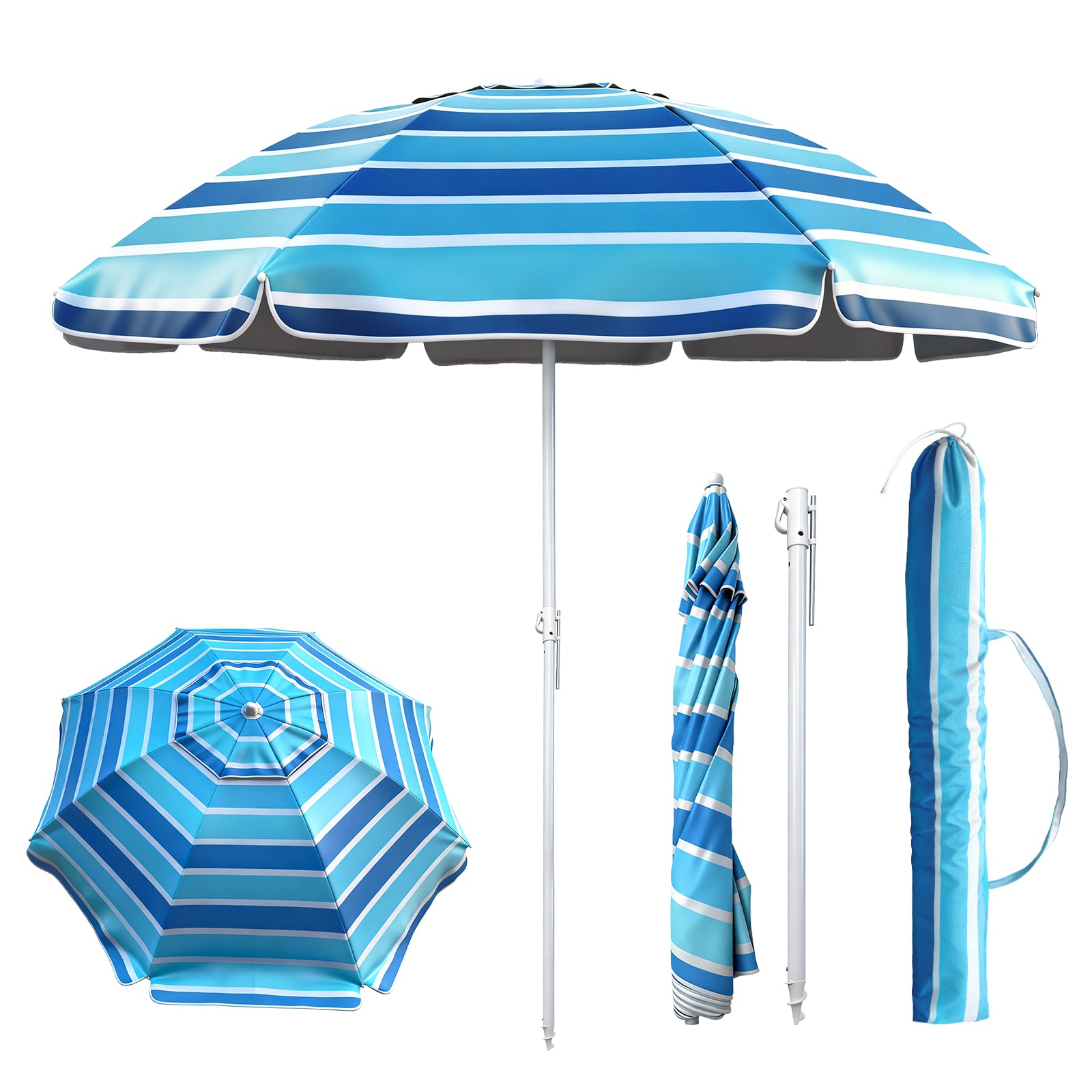 GeerTop 7.2FT Beach Umbrella with Sand Anchor