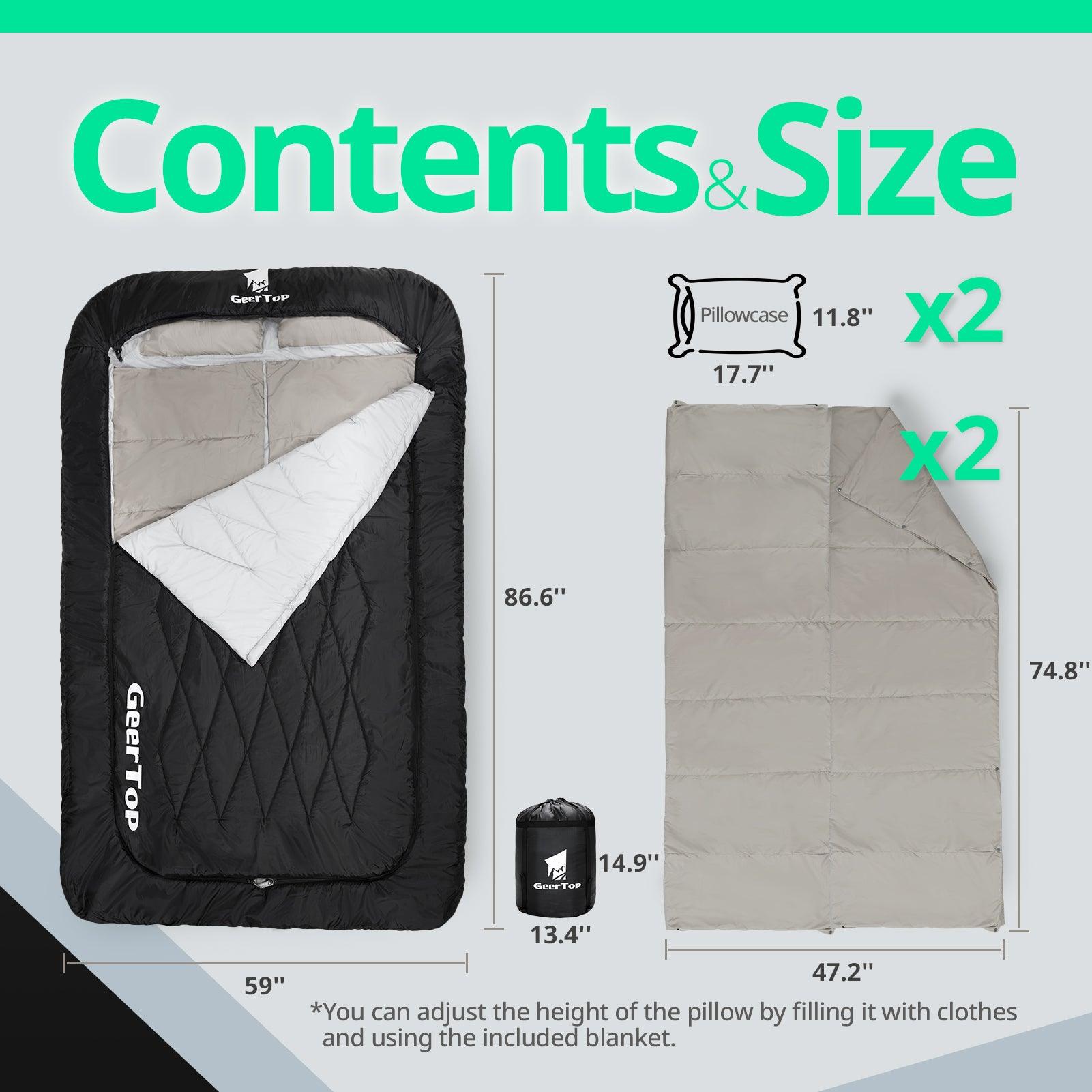 GEERTOP 2 Person Sleeping Bag with Detachable Blanket - GeerTop Outdoor