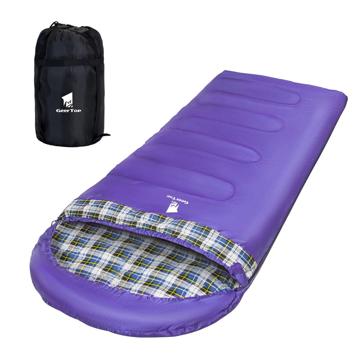 GeerTop Outdoor - GEERTOP Plus Size Flannel 3 Person 4 Season Sleeping Bag