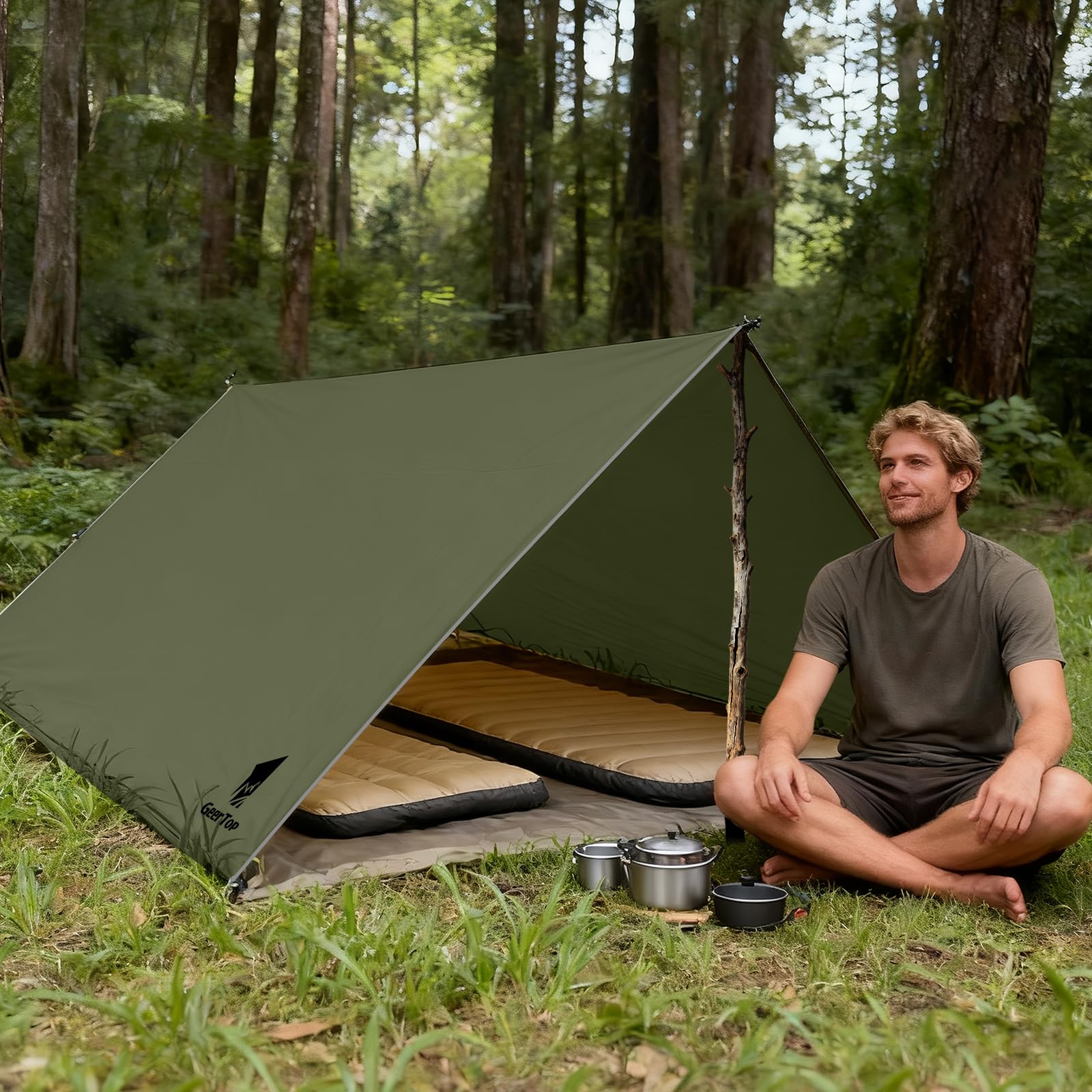 Ultra-Light Waterproof Camping Tarp with Detachable Side Wall
