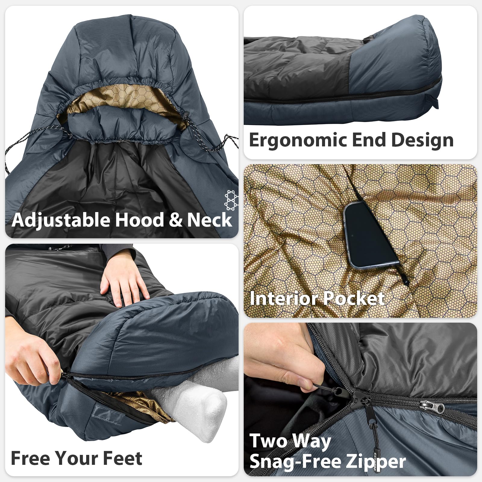 Graphene-Lined Portable Mummy Sleeping Bag