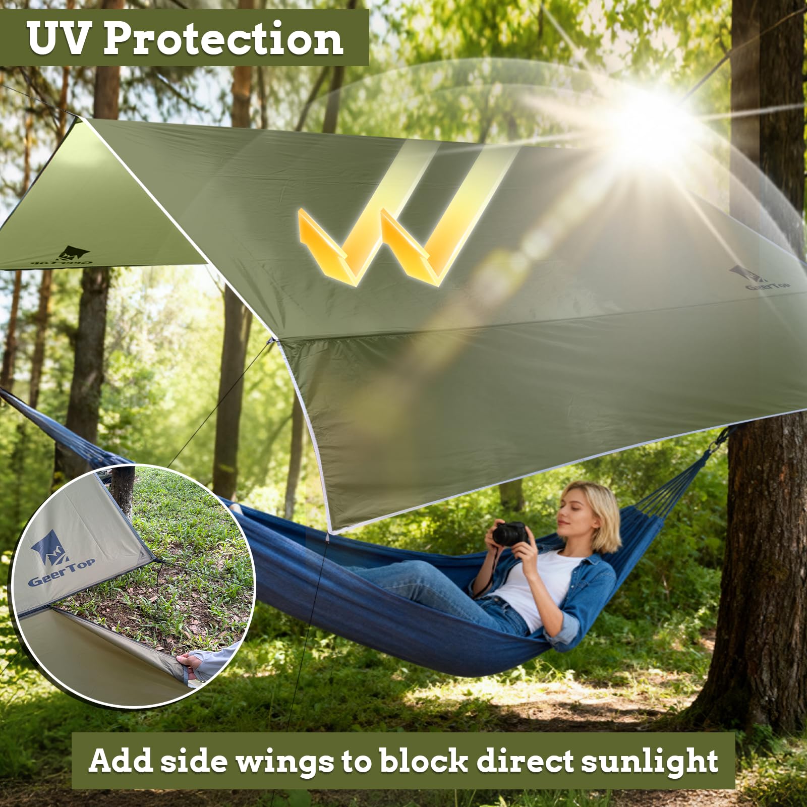Ultra-Light Waterproof Camping Tarp with Detachable Side Wall