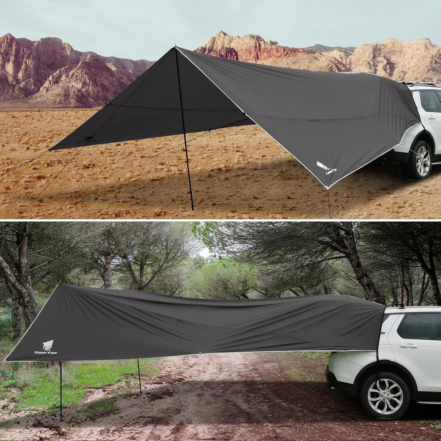 GeerTop Outdoor - GEERTOP Plus Size Shelter Car Awning Camping Tarp - Gray