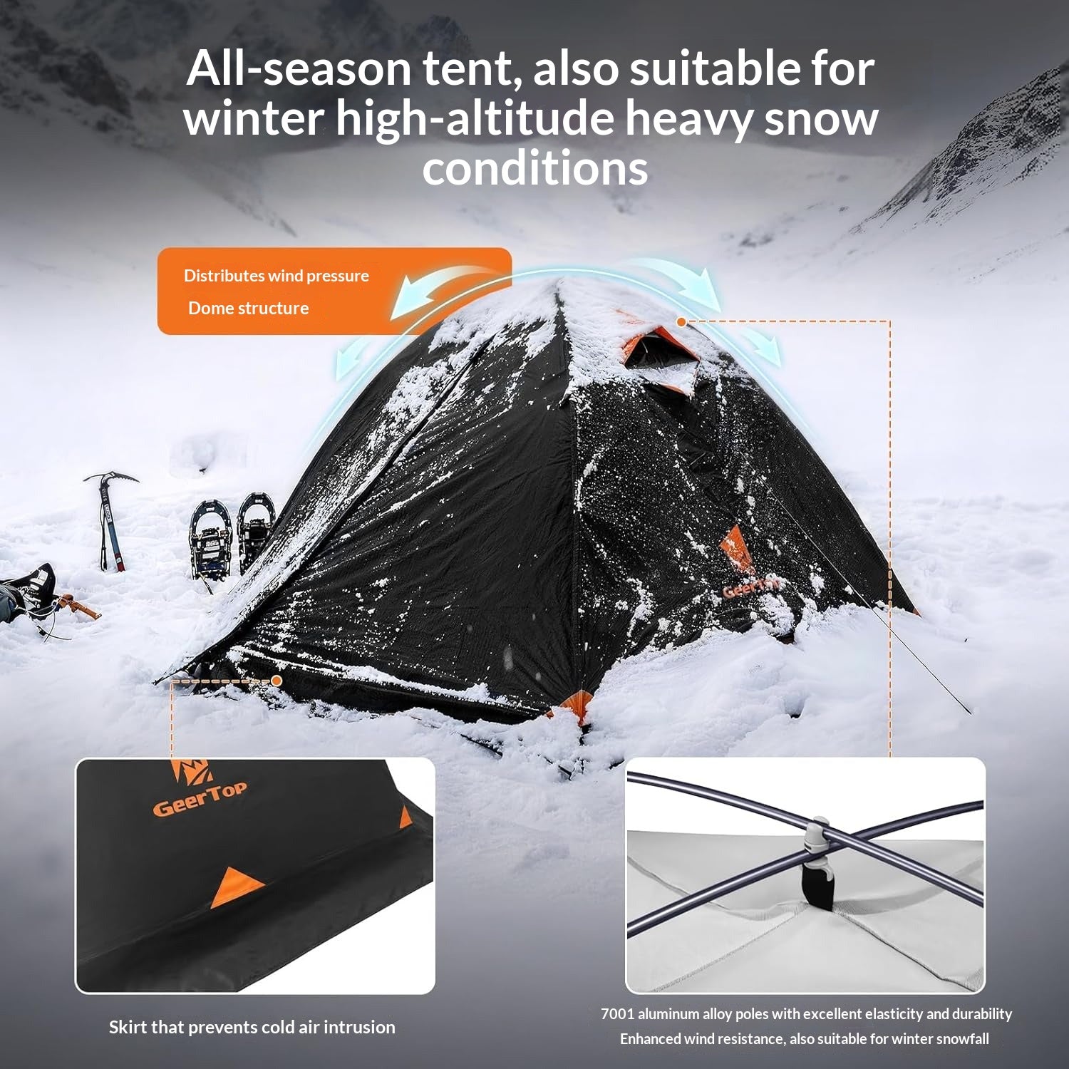 Toproad2 2 Person 4 Season Backpacking Tent - Darkroom Blackout Version