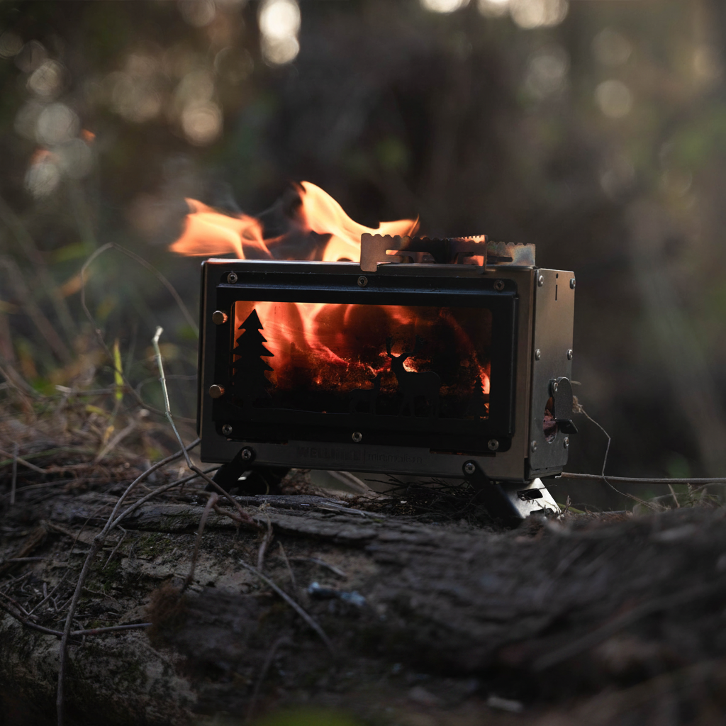 Stove burning at dusk