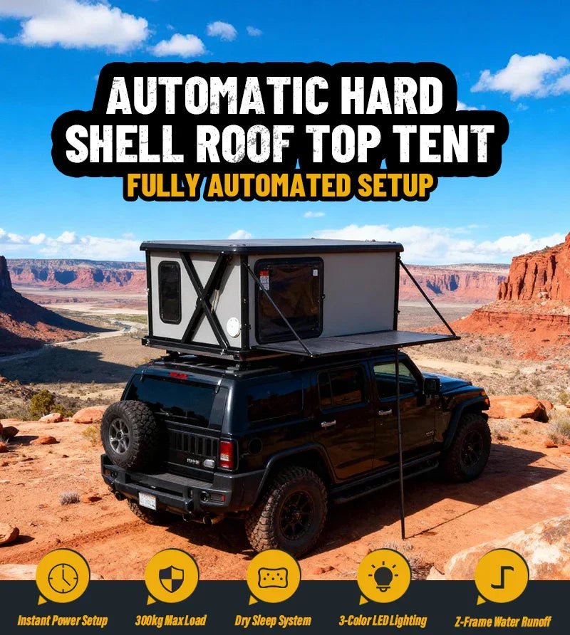 cheapest hard shell roof top tent GeerTop 2-3 Person Electric Automatic Hard Shell Roof Top Tent