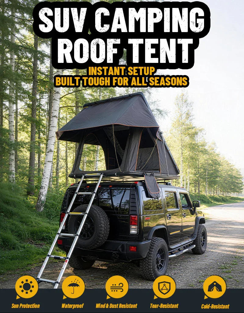 hard tent einfach genial GeerTop 2-3 Person Triangular Aluminum Hard Shell SUV Rooftop Tent