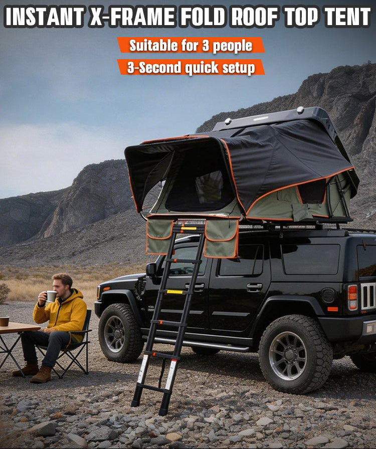foldable roof tent Instant X-Frame Geertop 3 Perspn Fold ABS Hard Shell RoofTop Tent