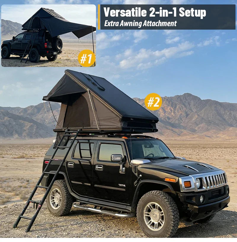 aluminium roof top tent GeerTop 3-4 Person Aluminium Triangle Hard Shell Rooftop Tent, Rooftop tent without Tarp / 210×142×150CM