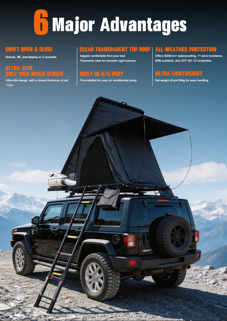 Panoramic Sky-View Lightweight Hard Shell Rooftop Tent