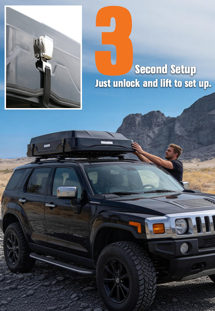 Instant X-Frame Geertop 3 Perspn Fold ABS Hard Shell RoofTop Tent
