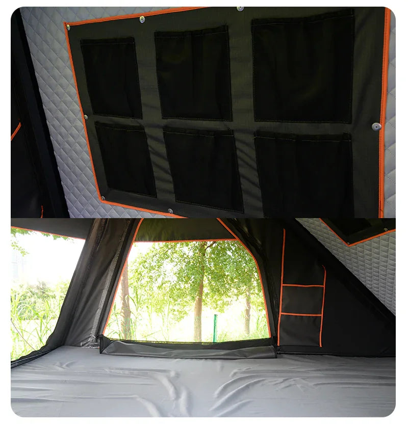 GeerTop オーニング GeerTop 2-3 Person Triangular Aluminum Hard Shell SUV Rooftop Tent