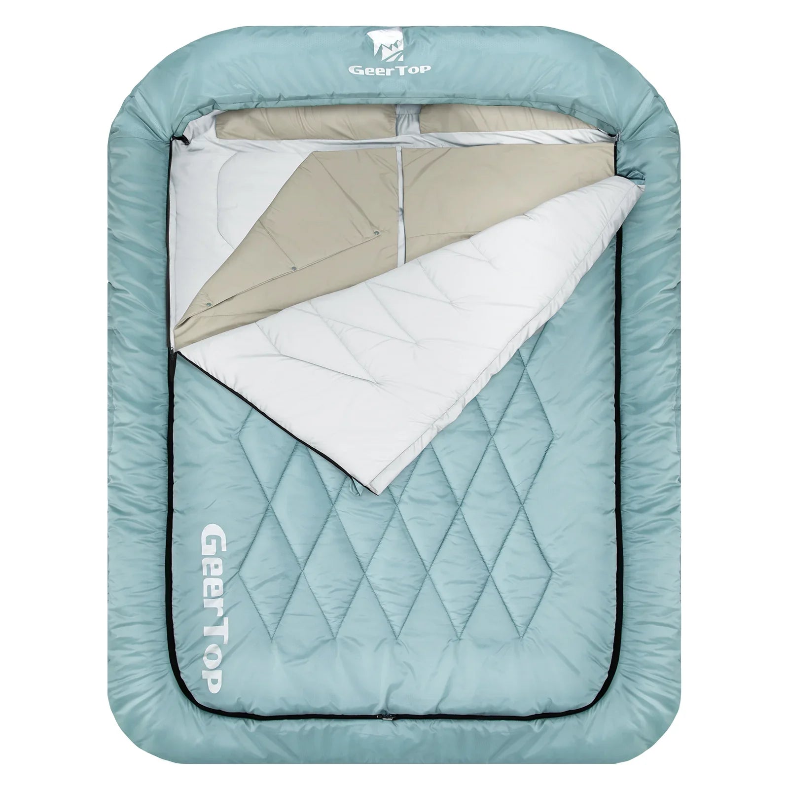 geertop schlafsack GeerTop 2 Person Queen Size Adjustable Sleeping Bag, Blue