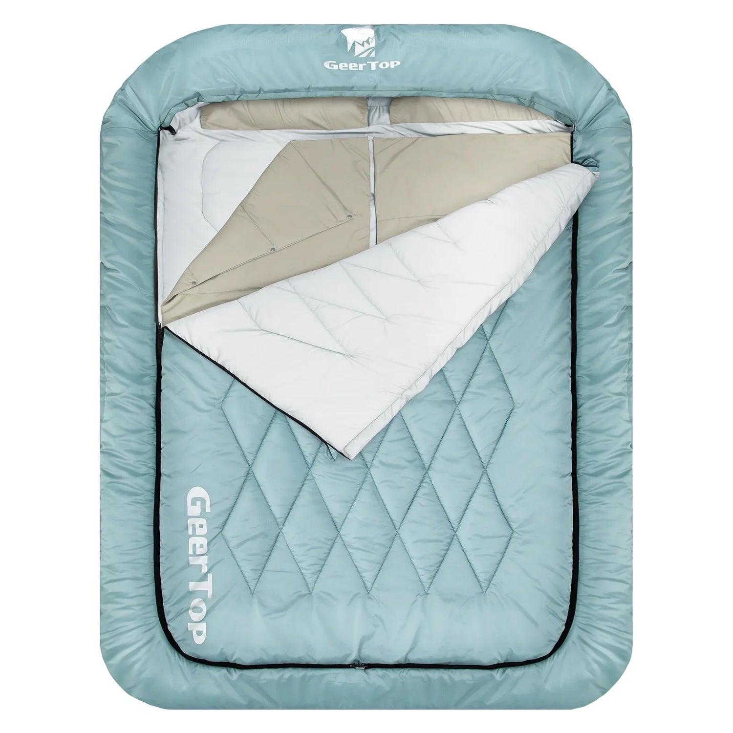 GeerTop 2 Person Queen Size Adjustable Sleeping Bag, Blue