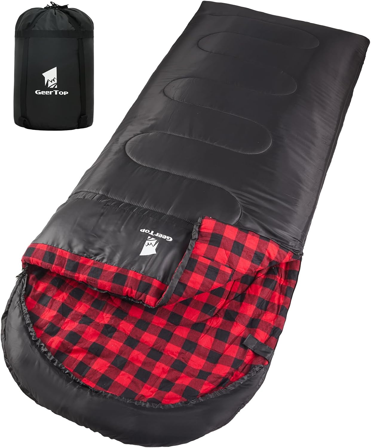 GeerTop Flannel 3 -4 Season Sleeping Bag For Adults Big and Tall