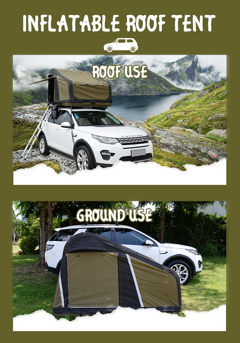 GeerTop Roof Top Tent RTT With An Inflatable Bed & Air Tube Frame System For Family Couple Car Camping