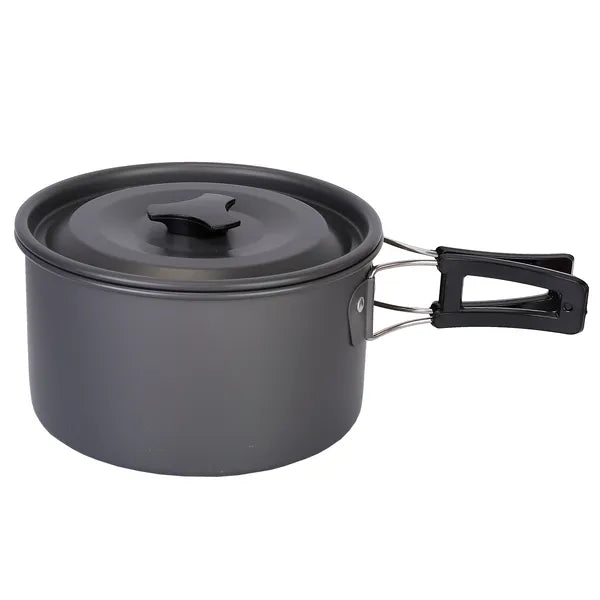 12-Piece Camping Cookware Set Aluminum Pot Pans Kit Grey