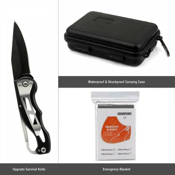 14 in 1 Outdoor Emergency Survival Gear Kit Tactical EDC Set Black