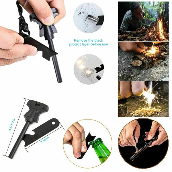 14 in 1 Outdoor Emergency Survival Gear Kit Tactical EDC Set Black
