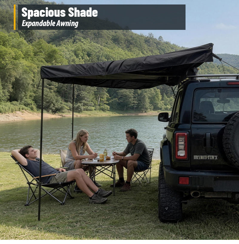 EVOKE | GeerTop 180 Degree Freestanding Car Side Shelter with LED Lights Car Awning