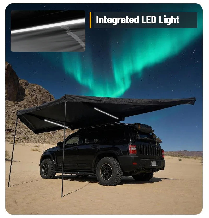 GeerTop 180 Degree Freestanding Car Awing Shelter with LED Lights