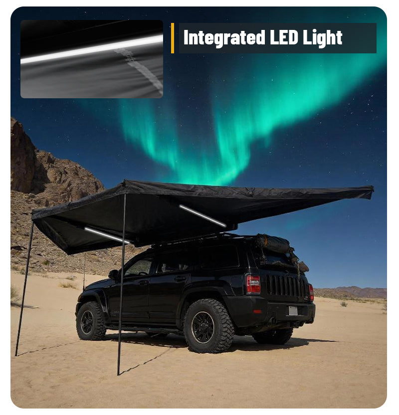 EVOKE | GeerTop 180 Degree Freestanding Car Side Shelter with LED Lights Car Awning