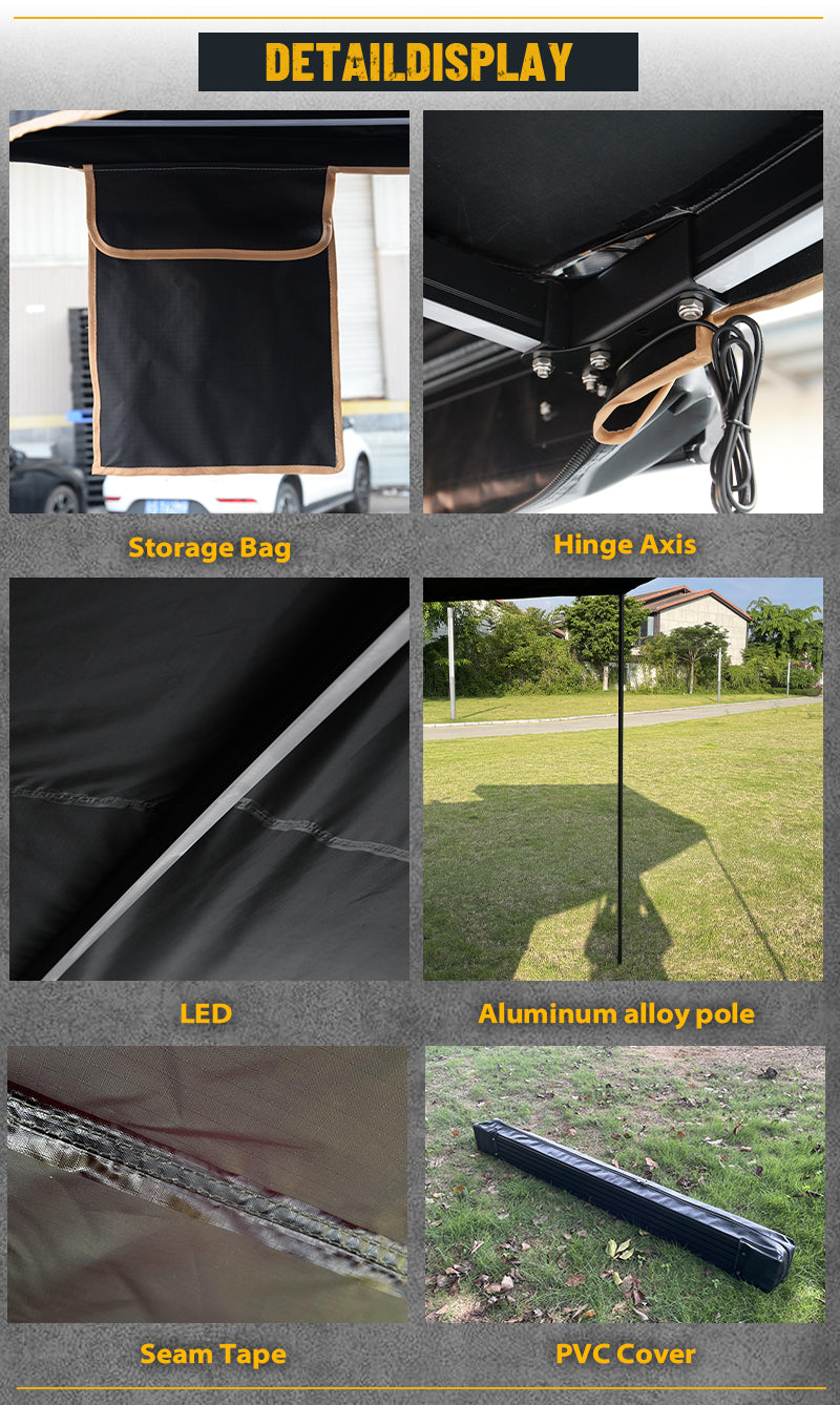 EVOKE | GeerTop 180 Degree Freestanding Car Side Shelter with LED Lights Car Awning