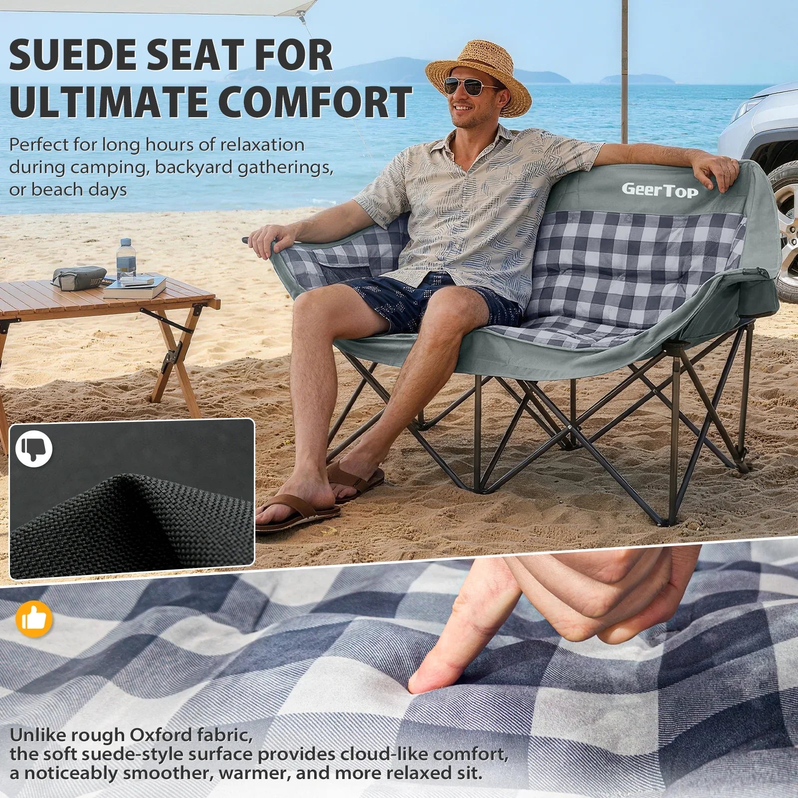 GeerTop Outdoor - GeerTop Oversized Double Folding Camping Chair