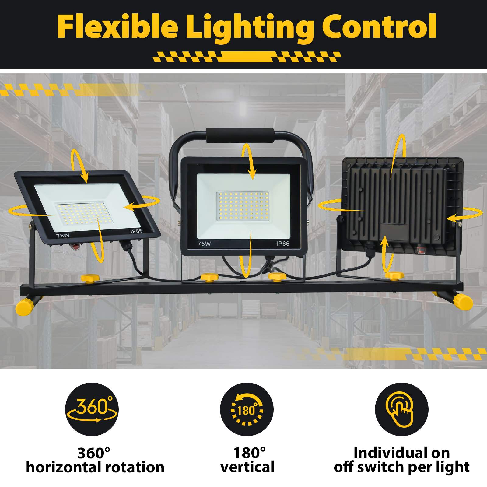 Portable 21000LM Triple Head LED Work Light