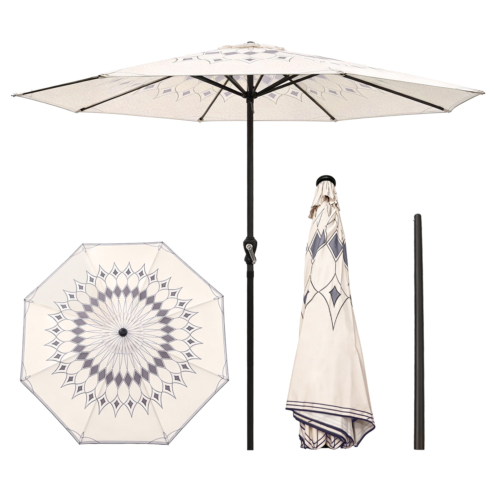 Geertop 9FT Patio Umbrella with Boho Floral Print