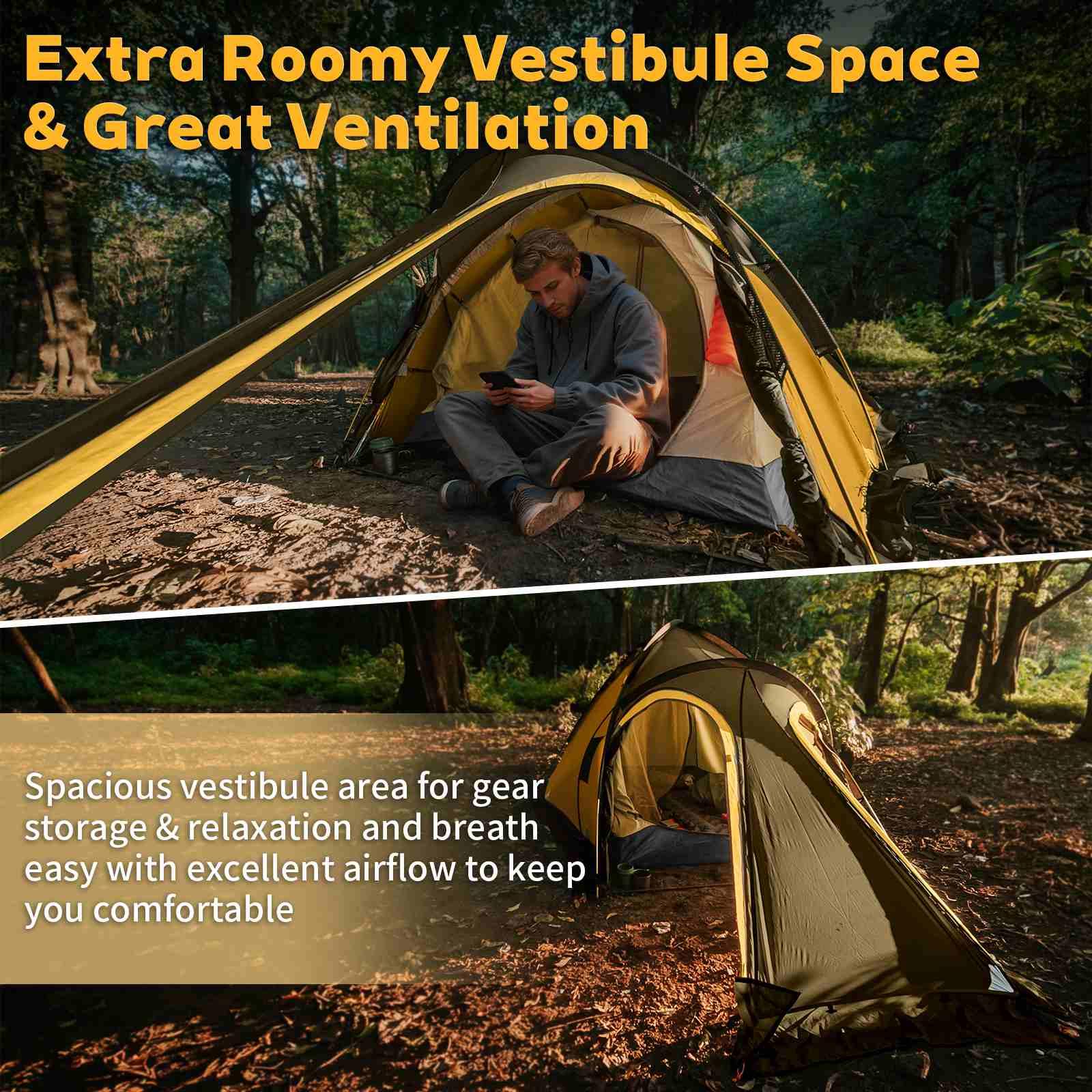 climbing tent GEERTOP Navigator 2-Person 4-Season Waterproof Mountaineering Tent Orange
