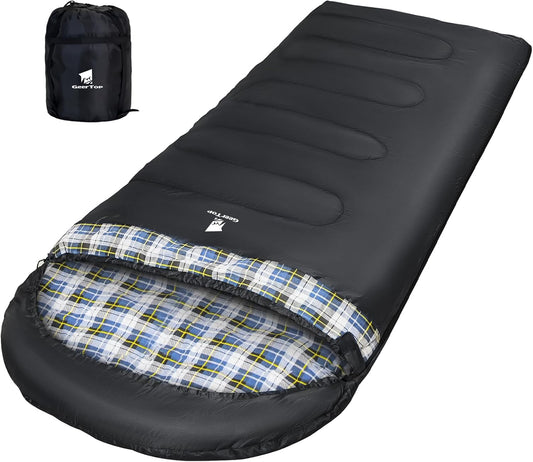 GEERTOP Plus Size Flannel 3 Person 4 Season Sleeping Bag