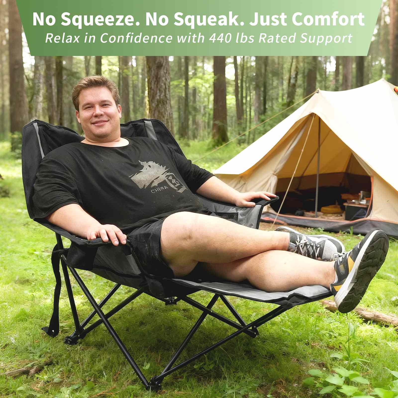 GEERTOP Oversized Camping Chair with Removable Footrest