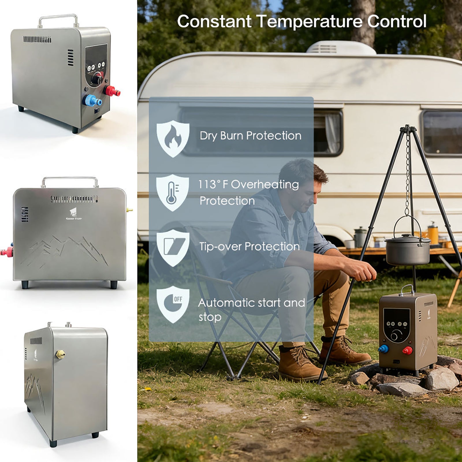 GeerTop Portable Propane Camping Shower Instant Hot Water Heater