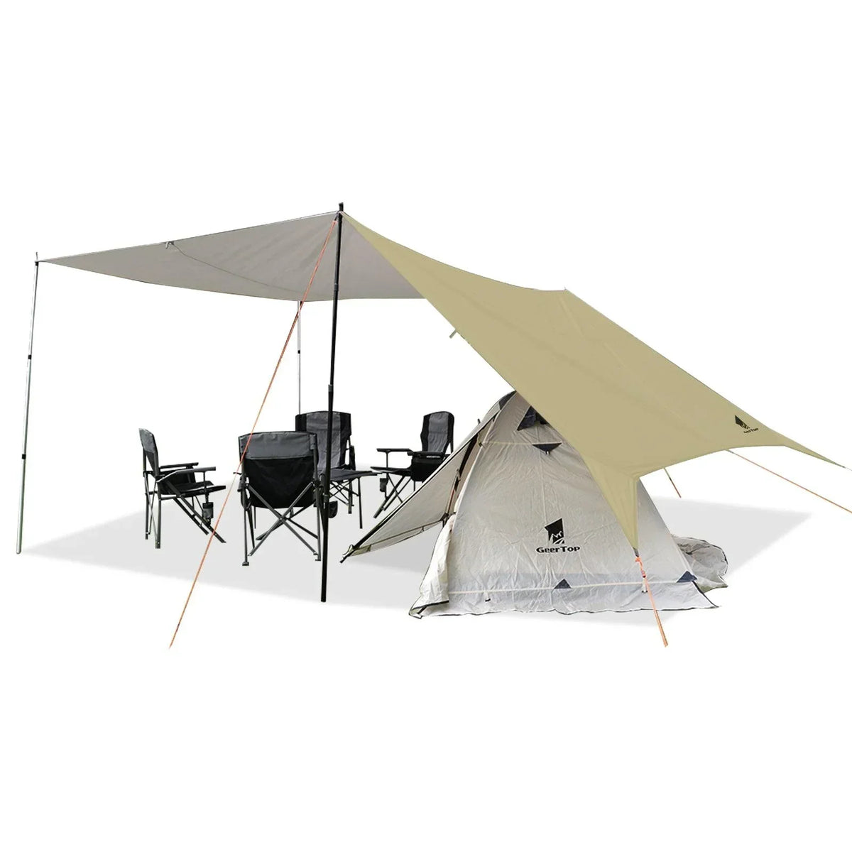 tarp fresh abris fresh GEERTOP 17x10ft Waterproof Camping TOP200 Càmping Roca Grossa - Colour:Desert attached guylines3 long
