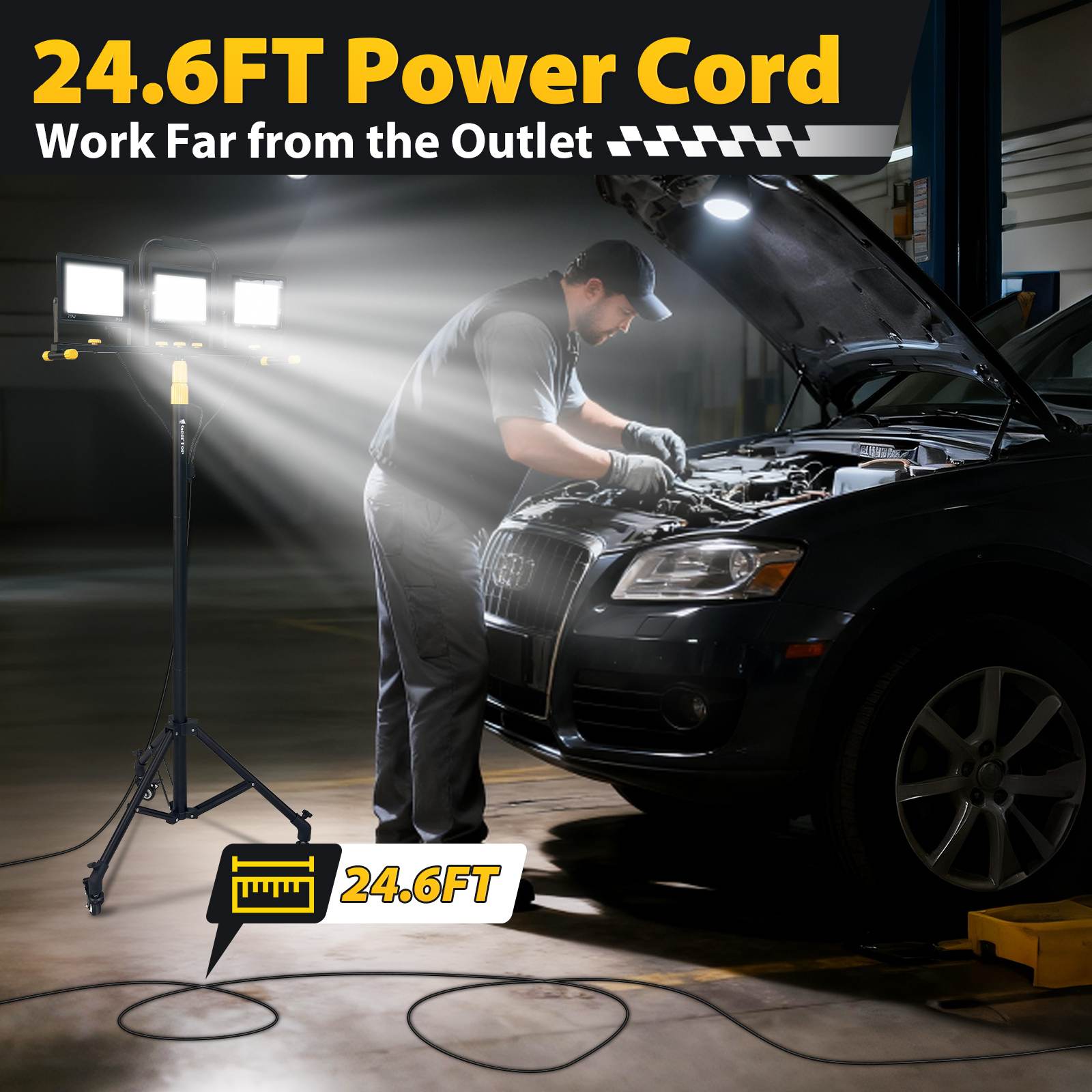 Portable 21000LM Triple Head LED Work Light