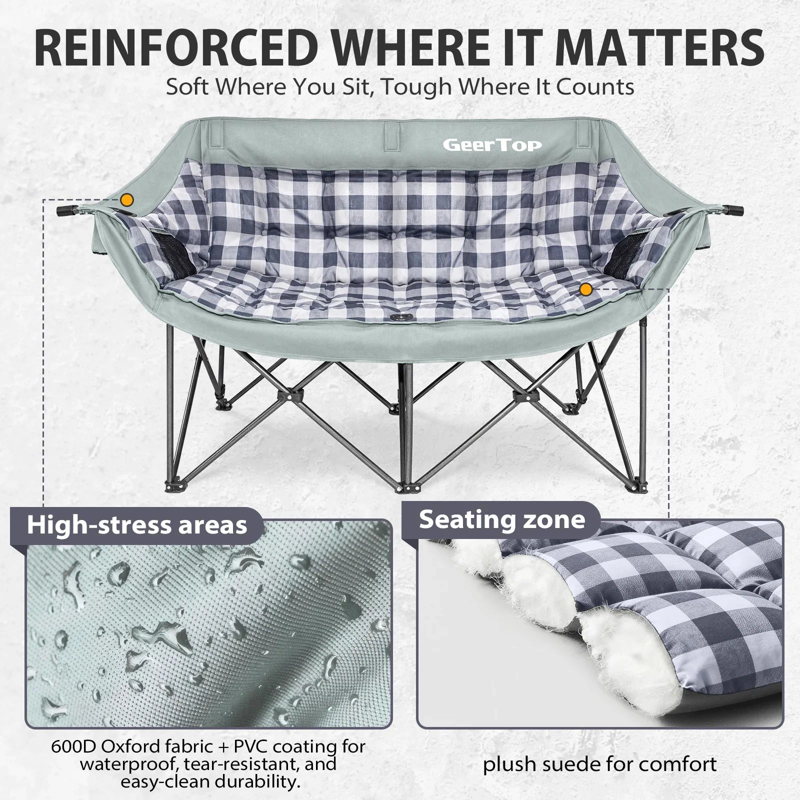 GeerTop Outdoor - GeerTop Oversized Double Folding Camping Chair