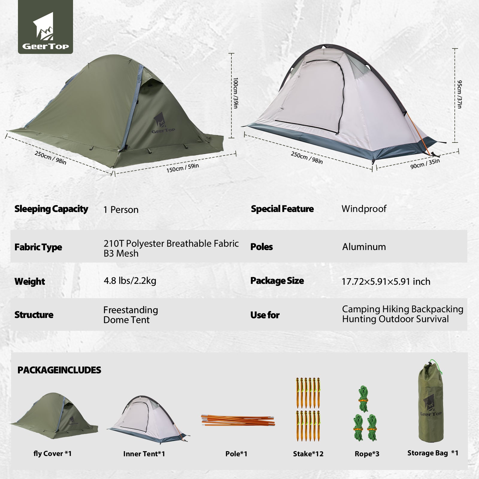 1 Person 4 Season Lightweight Tent