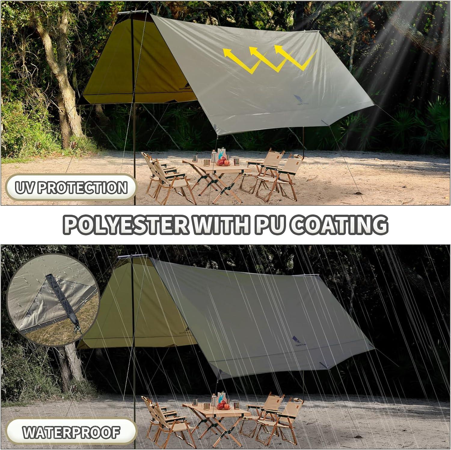 tarp protection GEERTOP GEERTOP Waterproof Sunshade Canopy Camping Tarp, Without Pole