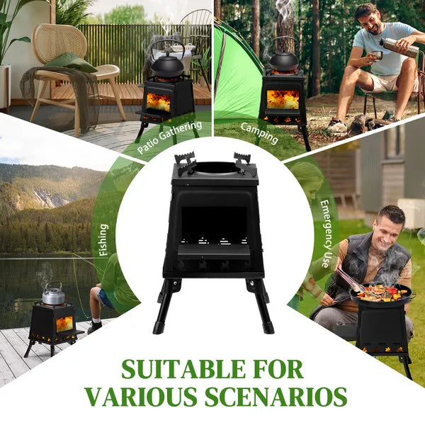 Portable Wood Burning Camping Stove 14.2 x 14.2 x 18.3 in
