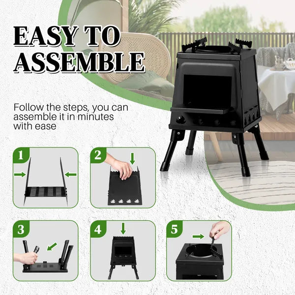 Portable Wood Burning Camping Stove 14.2 x 14.2 x 18.3 in