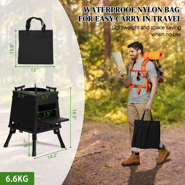 Portable Wood Burning Camping Stove 14.2 x 14.2 x 18.3 in