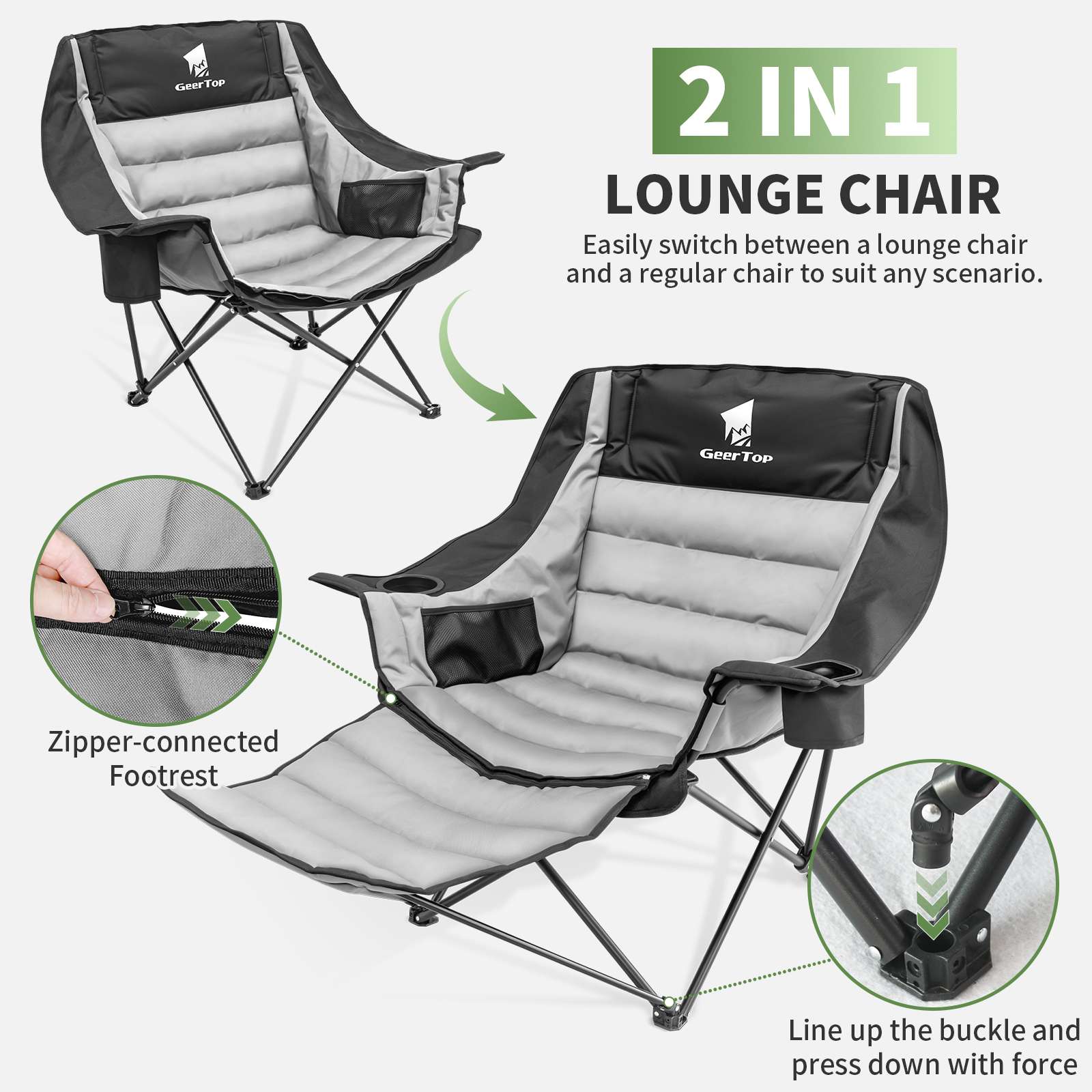 GEERTOP Oversized Camping Chair with Removable Footrest