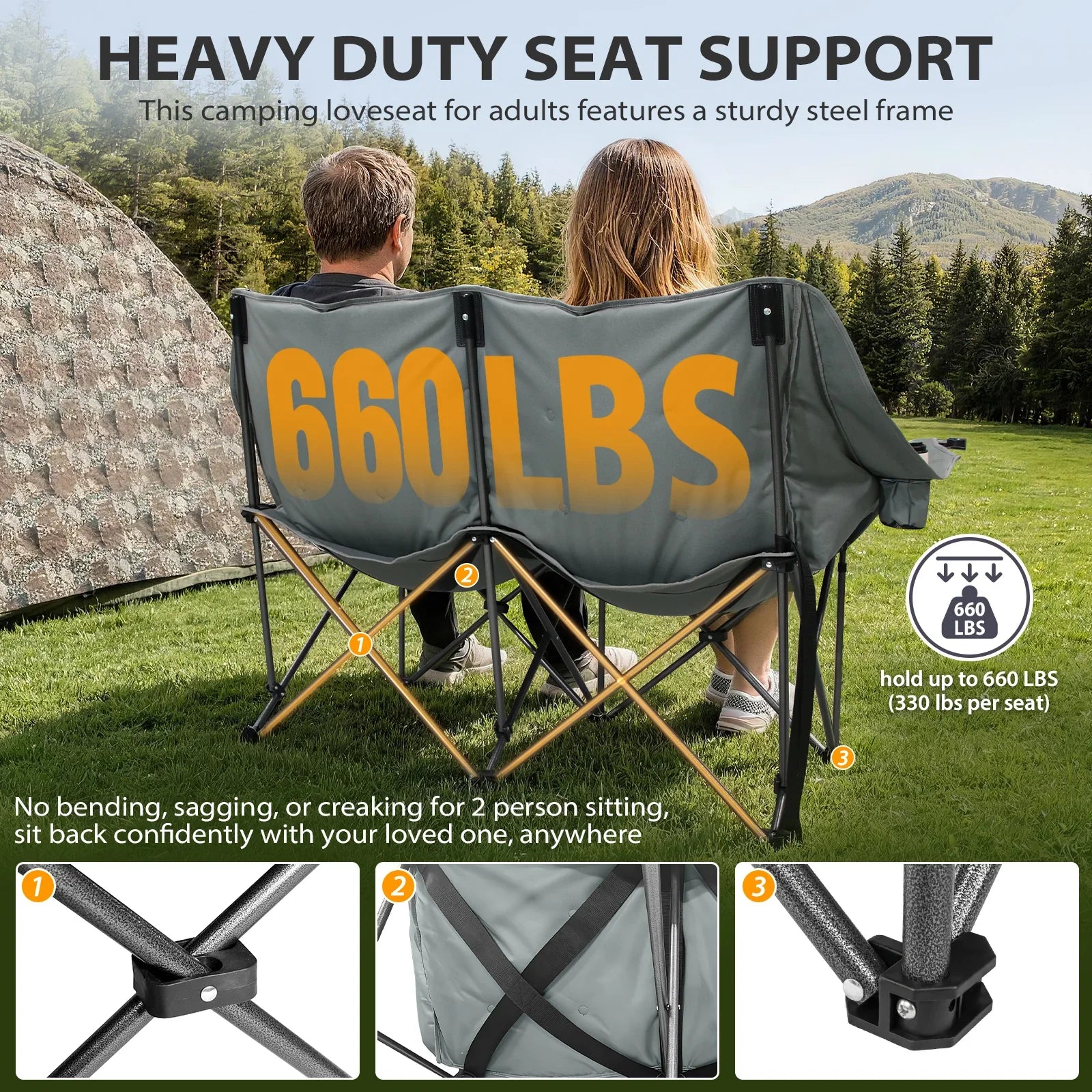 GeerTop Outdoor - GeerTop Oversized Double Folding Camping Chair