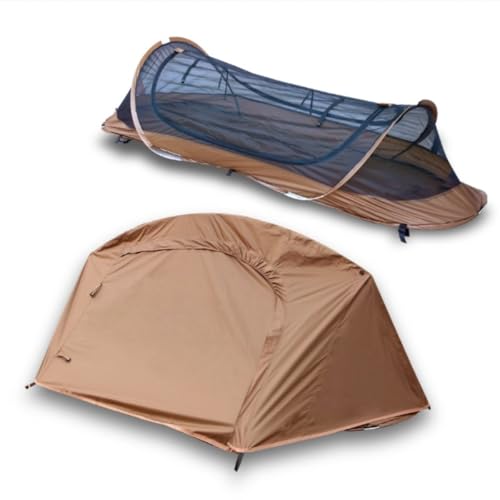 Geertop 1-Person Pop-Up Bivy Tent Waterproof Backpacking Shelter Brown