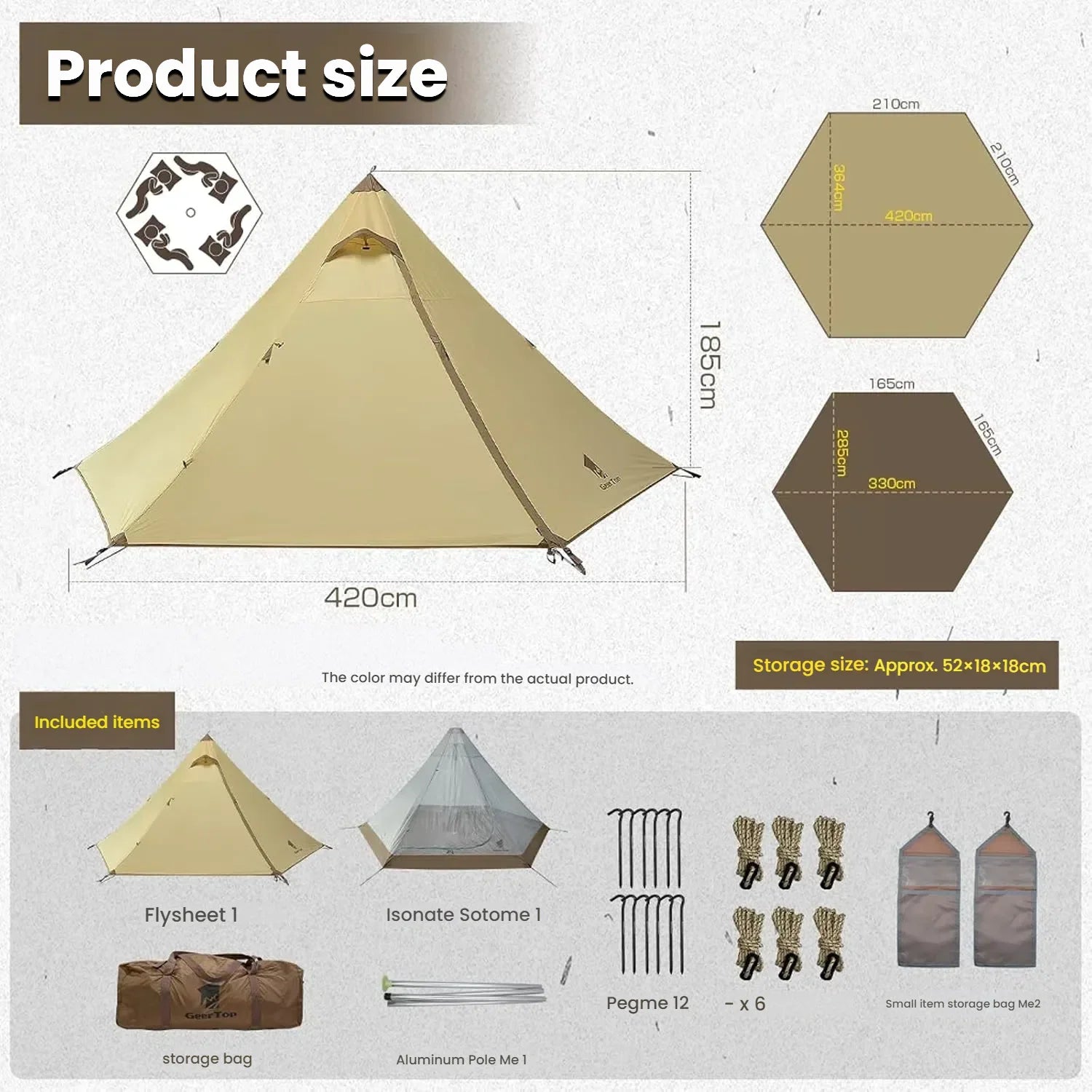 geertop pyramid tent GEERTOP 4-Person Family Camping Pyramid Tent